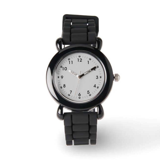 Montre Chat Patte Gris Clair Filles' (Recto)