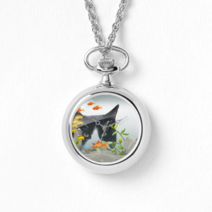 Montre Chat scrutant dans l'aquarium