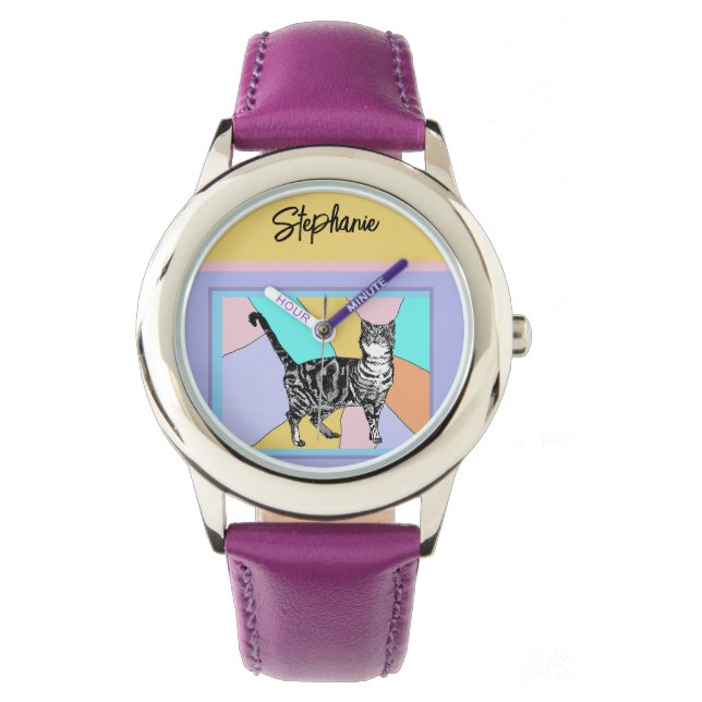 Montre Chat Tabby Pastel Chats Femme Pastel Couleurs (devant)