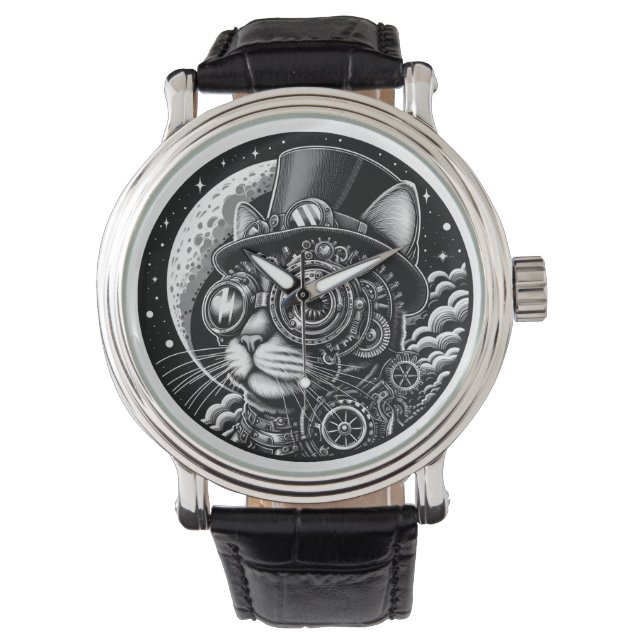 Montre Chat victorien Steampunk (devant)