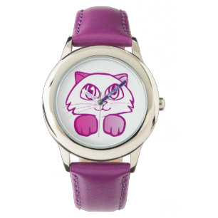 Montre Chat violette sans nombre