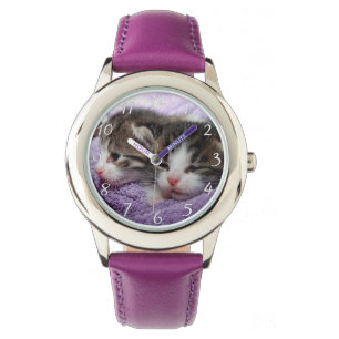 Montre Chatons doux et dorés