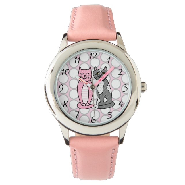 Montre Chats Kitty Roses et Grey Cute Cute (devant)