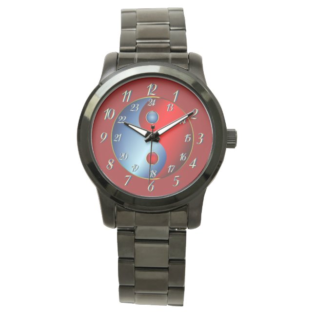 Montre Chaud au coeur - Rouge - Yin Yang Watch (devant)