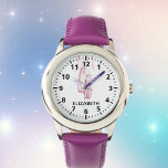 Montre Chaussure de danse de ballet fille de nom rose<br><div class="desc">Ballerina rose,  chaussures à pointe de ballet. Personnalisez et ajoutez un nom, </div>