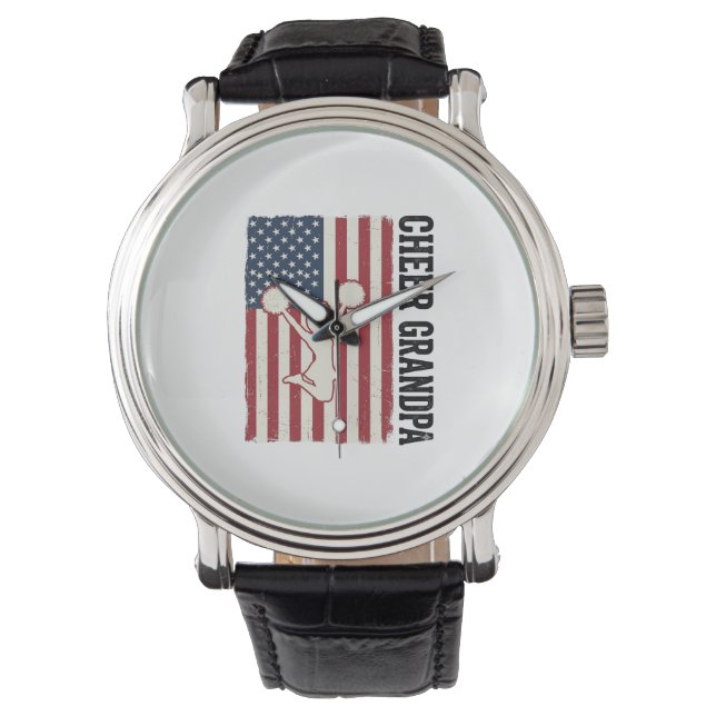Montre Cheer Grandpa Patriotic Vintage Flag Shirt Design_ (devant)