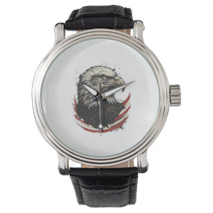 Montre Chemise à motif de gravure patriotique d'aigle cha