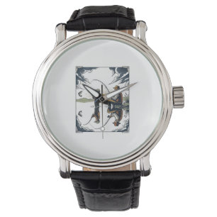 Montre Chemise avec gravure vintage père et enfant pêche