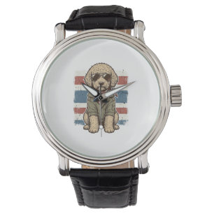 Montre Chemise de conception de gravure vintage de chien