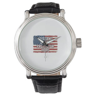 Montre Chemise de drapeau de héros protecteur mari papa p