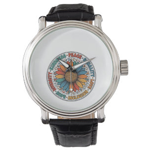 Montre Chemise Fleur de Paix Égalité Gentillesse Vintage_