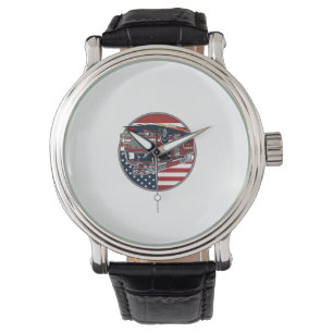 Montre Chemise vectorielle Cercle Drapeau Américain Camio