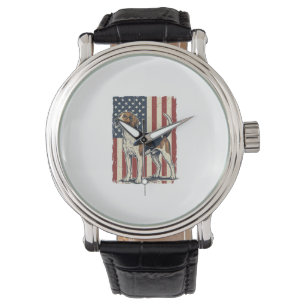 Montre Chemise vectorielle vintage Hound Dog drapeau patr