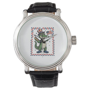 Montre Chemise vintage drapeau de hot dog d'alligator pat