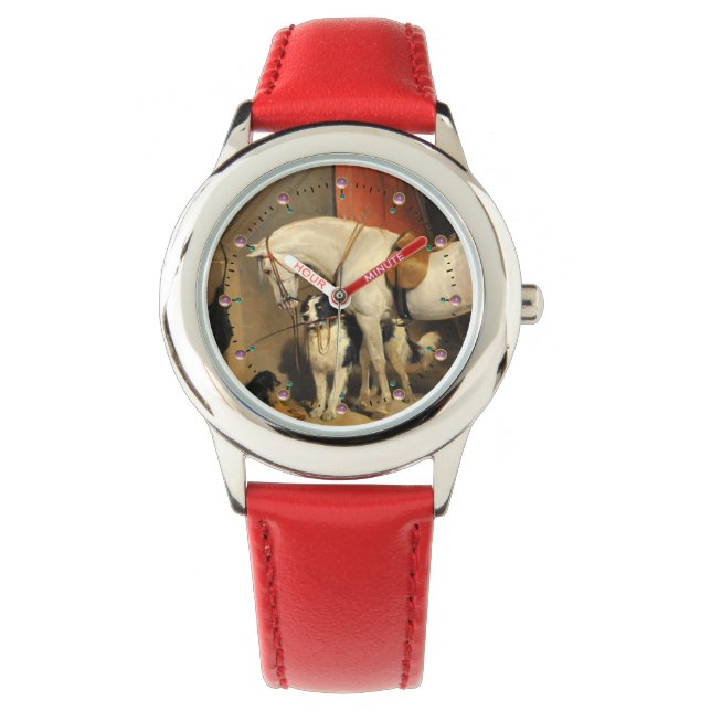 Montre Cheval Blanc Avec Chiens (devant)