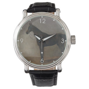 Montre Cheval Brown en dorage foncé (Art animal Vintage)
