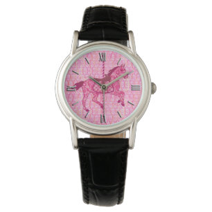 Montre Cheval de carrousel - Fuchsia rose
