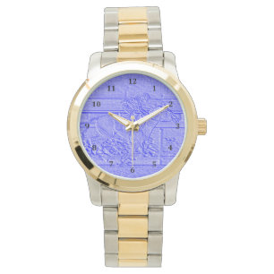 Montre Cheval de course bleu en pastel de pur sang de