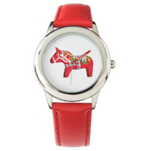 Montre Cheval de Dala Rouge avec marguerites