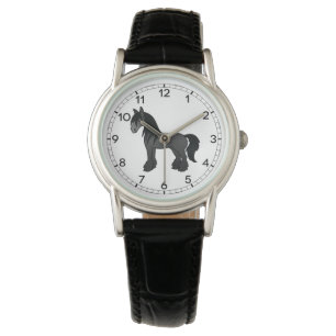 Montre Cheval de dessin animé Black Gypsy Vanner Clydesda