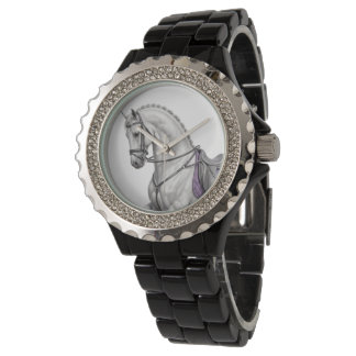 Montre Cheval de dressage élégant & Aquarelle de fer à ch