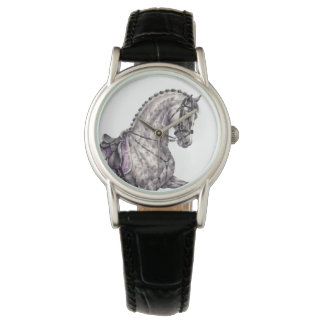 Montre Cheval de dressage élégant & Aquarelle de fer à ch