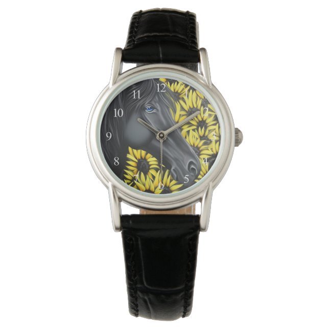 Montre Cheval et tournesols de l'étalon noir (devant)