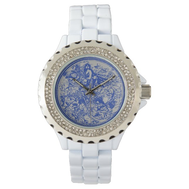 Montre Cheval femme Rider Enamel blanc filles regarder (devant)
