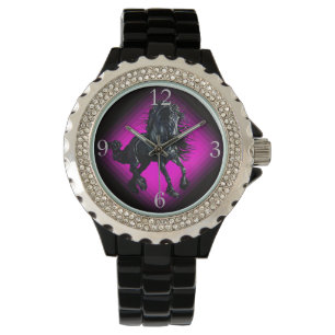 Montre Cheval frison de beauté de noir d'étalon