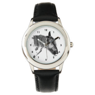 Montre Cheval noir et blanc