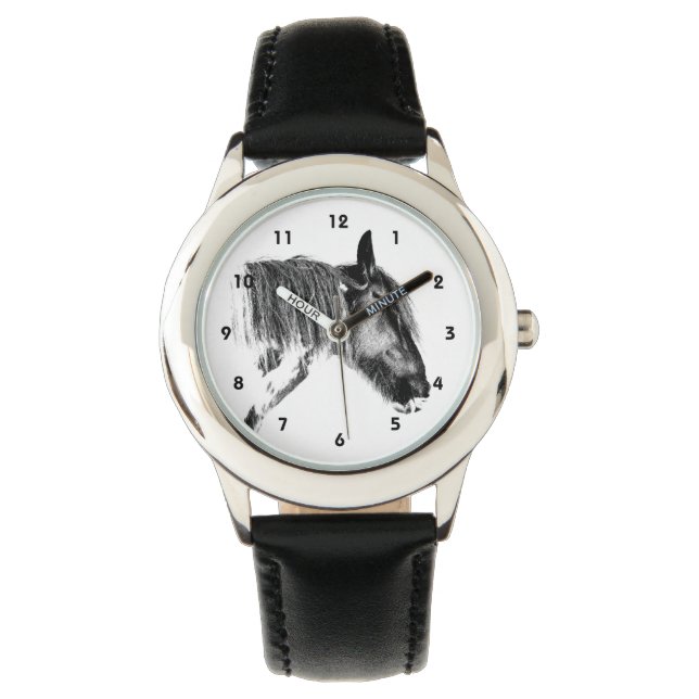 Montre Cheval noir et blanc (devant)