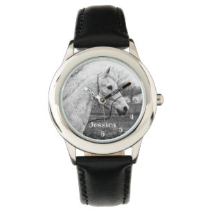 Montre Cheval noir et blanc filles