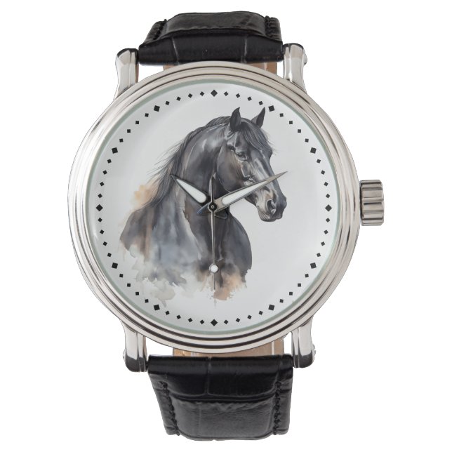 Montre Cheval noir Thoroughbred Equestrié moderne (devant)
