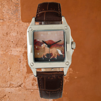 Montre Cheval sauvage du désert Mustang aux plumes