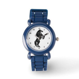 Montre Cheval sauvage noir et blanc debout