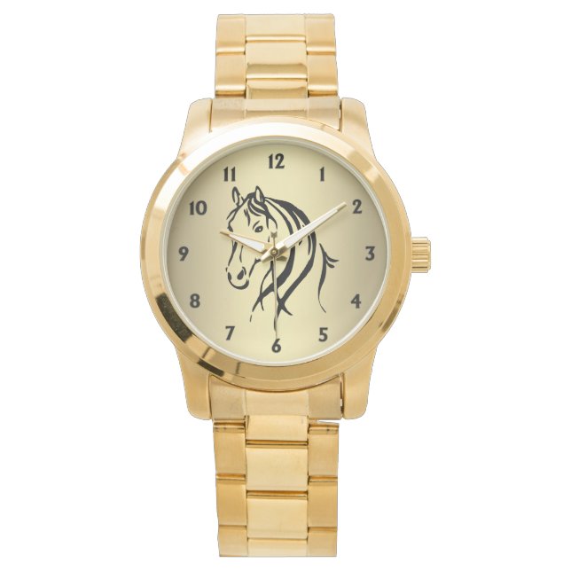 Montre Cheval tête avec chiffres noirs (devant)