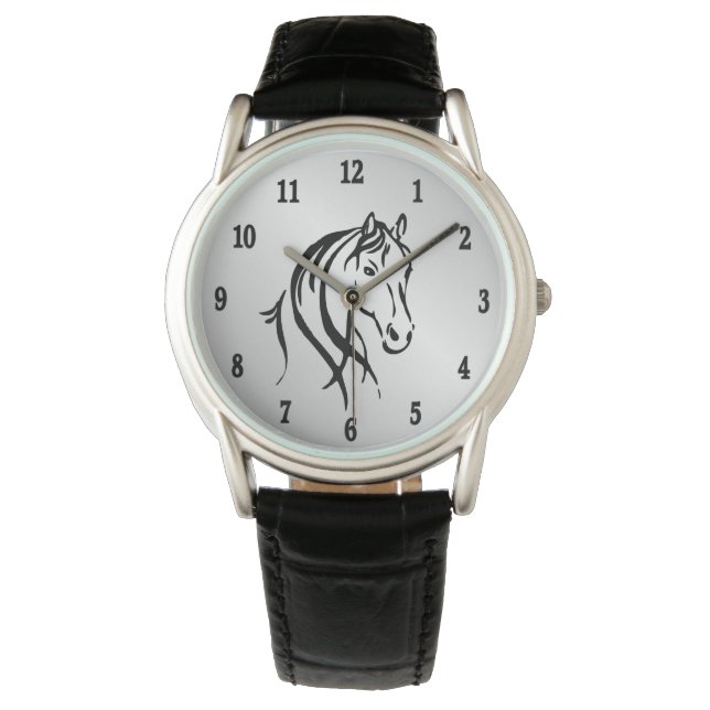 Montre Cheval tête sur argent (devant)