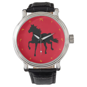 Montre Cheval Tibétain Sauvage Courir & Chiffres Tibet