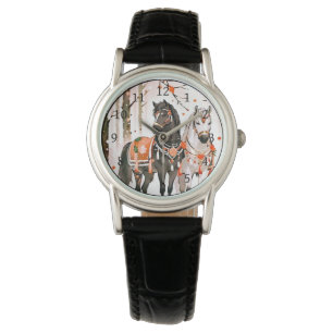 Montre Chevaux dans une forêt rouge