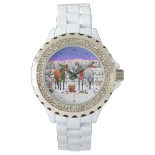 Montre Chevaux de Noël en neige