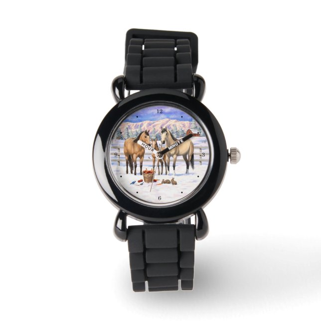 Montre Chevaux En Peau De Bouche En Neige (Recto)