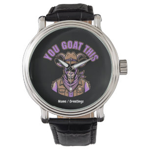 Montre Chèvre de Cowboy Drôle Pun Motivation Design Occid