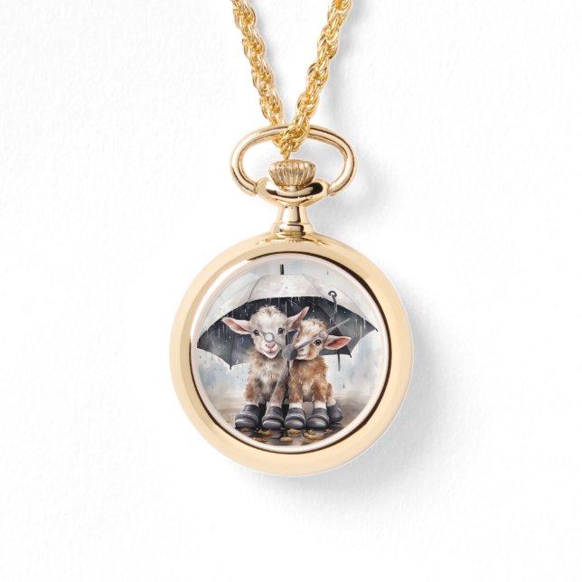 Montre Chèvres du jour pluvieuses mignonnes (Recto)