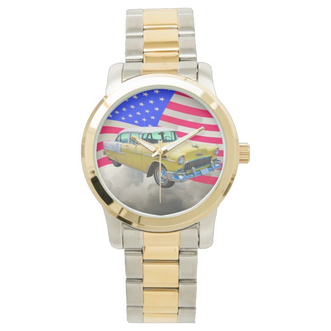 Montre Chevrolet Bel Air 1955 Avec Drapeau Américain (devant)