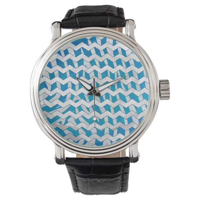 Montre Chevron bleu et blanc Zebra (devant)