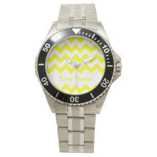 Montre Chevron jaune gras avec monogramme