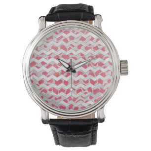 Montre ChevronDalmatien rose et blanc