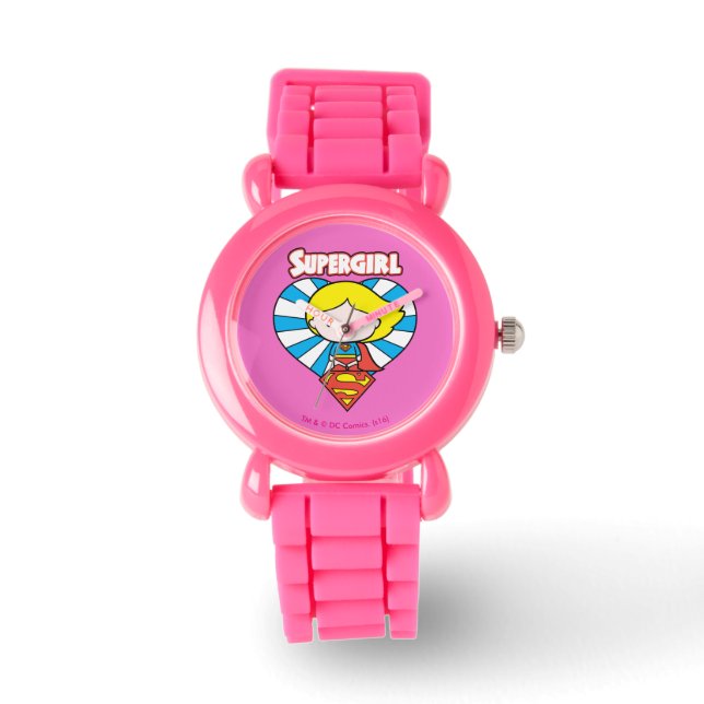 Montre Chibi Supergirl Starburst Coeur et logo (Recto)