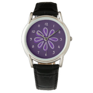 Montre Chic Doodle à fleurs violettes