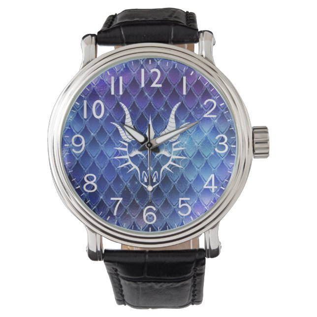 Montre Chic Dragon Head & Blue Dragon Scales Watch (devant)